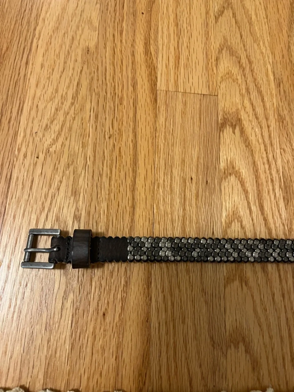 Women’s Sambrown Genuine Leather Silver Belt - Size 85